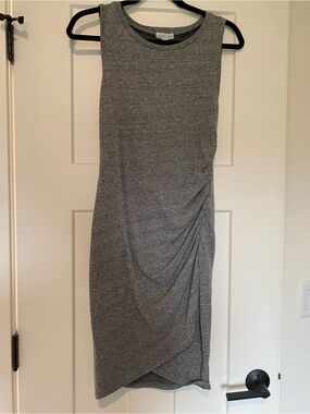 Leith Gray Sleeveless Draped Midi Dress